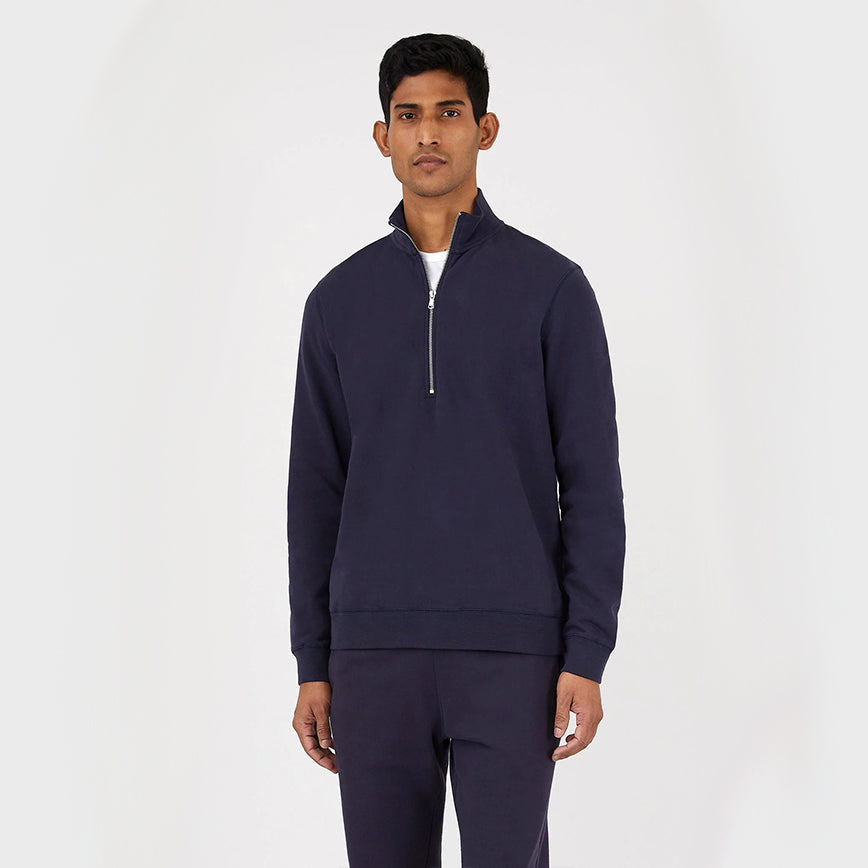 Half Zip Cotton Loopback Sweatshirt