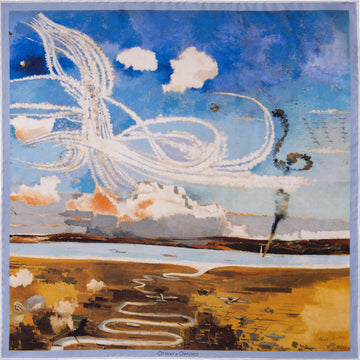 'Battle of Britain' Silk Pocket Square in Blue, White & Gold (42 x 42cm)