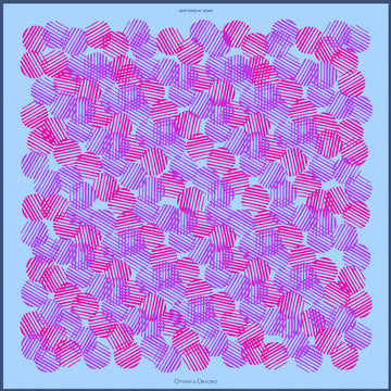 'Dot Dash' Polka Dot Silk Pocket Square in Blue With Mauve & Pink (42 x 42cm)