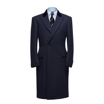 Navy Double Breasted Chesterfield Overcoat