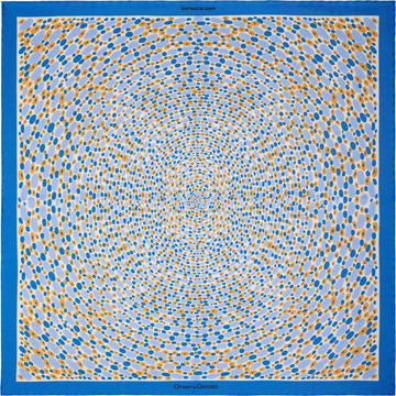 'Infinity' Spotted Silk Pocket Square in Blue, Gold & White (42 x 42cm)