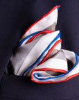 'Put Your Foot Down' Classic Cars Silk Pocket Square in Red, White, Blue & Grey (42 x 42cm)