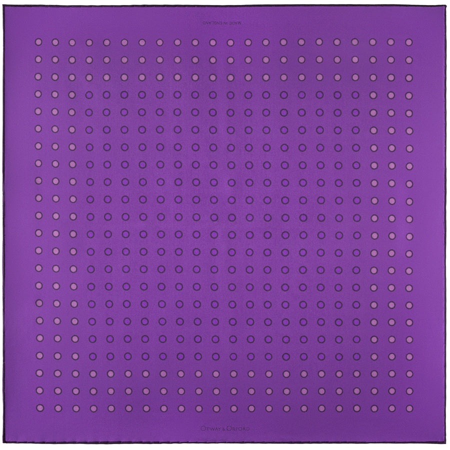 'Luna' Polka Dot Silk Pocket Square in Purple & Lilac (42 x 42cm)