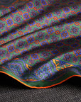 'Millefiori' Silk Pocket Square in Green, Blue & Orange (42 x 42cm)