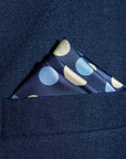 'Planetarium' Polka Dot Silk Pocket Square in Blue With Pale Blue & White (42 x 42cm)