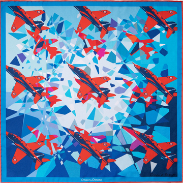 'Jubilee Diamond' Aerobatics Silk Pocket Square in Red, White & Blue (42 x 42cm)