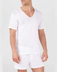 Cellular Cotton V‑Neck Underwear T‑shirt