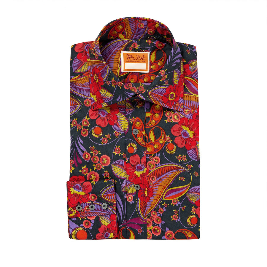 Astro Fleur Shirt in Black & Red