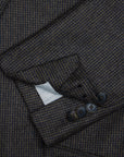 Three-Piece Brown Houndstooth Flannel Suit with Solid Waistcoat