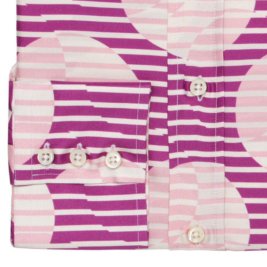 Pink Abstract Print Silk Shirt